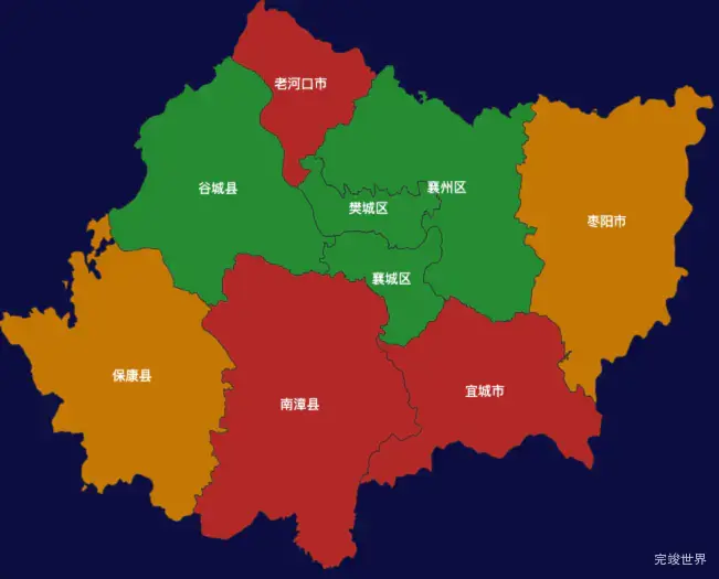 echarts襄阳市地区地图geoJson数据